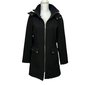 Siena Studio Women’s Full Zip Coat Sz Medium Black Detachable Button Hoodie